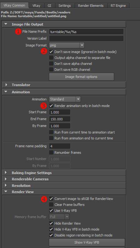 save vray settings